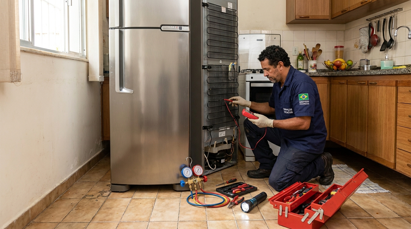 Técnico de conserto de geladeira em residência em Blumenau‑SC